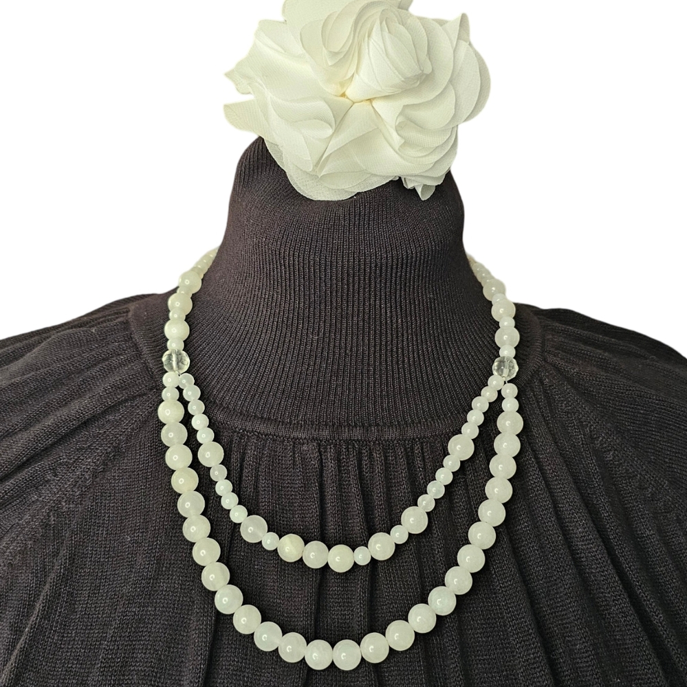 Natural Gemstone Necklace - White